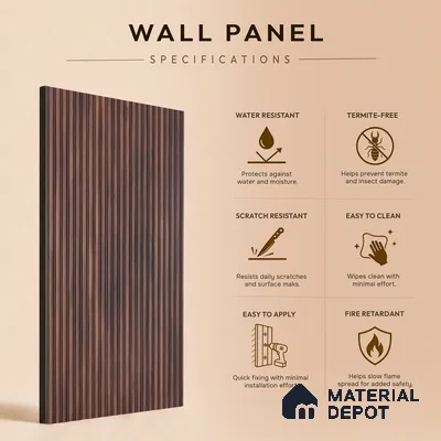 Wooden Look PN 00533 8 ft x 6.2 inch Charcoal Panel - 6 mm | Suitable for Feature Wall, TV Unit & Living Room | Width is Subjected to 5% Variation