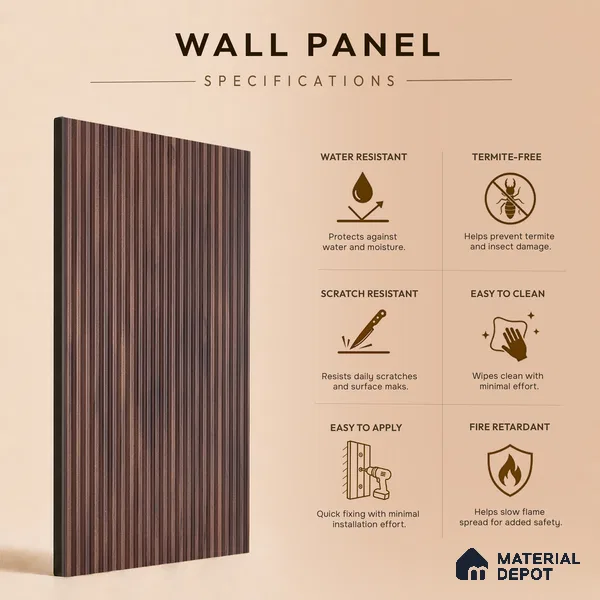 Wooden Look PN 00533 8 ft x 6.2 inch Charcoal Panel - 6 mm | Suitable for Feature Wall, TV Unit & Living Room | Width is Subjected to 5% Variation