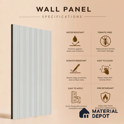 Dove Grey Plain Colour Look PN 00619 8 ft x 4.9 inch Charcoal Panel - 11 mm | Suitable for Feature Wall, TV Unit & Living Room | Width is Subjected to 5% Variation
