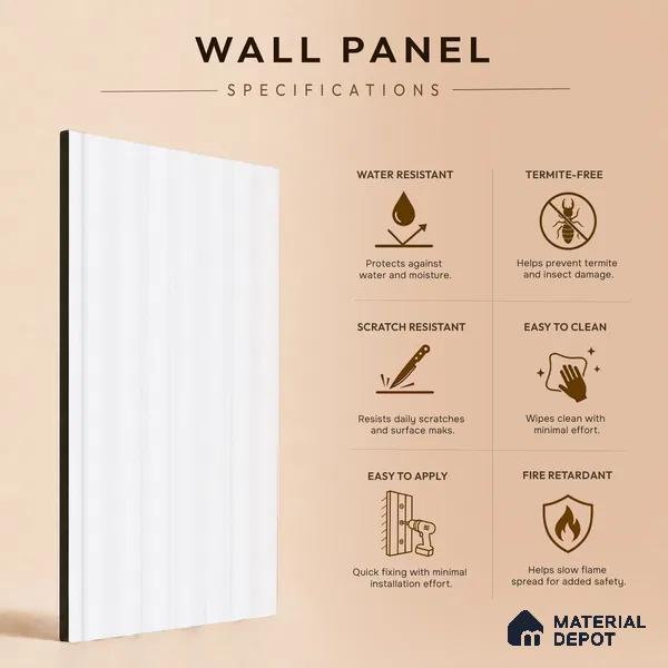 Ivory Pearl Plain Colour Look PN 00623 8 ft x 4 inch Charcoal Panel - 11 mm | Suitable for Feature Wall, TV Unit & Living Room | Width is Subjected to 5% Variation
