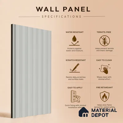 Light Grey Plain Colour Look PN 00624 8 ft x 4 inch Charcoal Panel - 11 mm | Suitable for Feature Wall, TV Unit & Living Room | Width is Subjected to 5% Variation