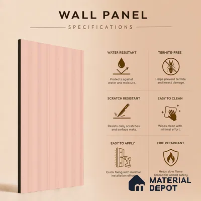 Apricot Plain Colour Look PN 00625 8 ft x 4 inch Charcoal Panel - 11 mm | Suitable for Feature Wall, TV Unit & Living Room | Width is Subjected to 5% Variation