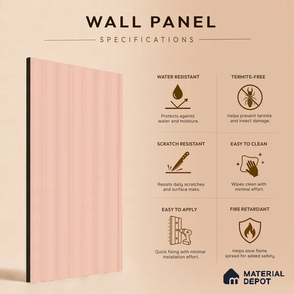 Apricot Plain Colour Look PN 00625 8 ft x 4 inch Charcoal Panel - 11 mm | Suitable for Feature Wall, TV Unit & Living Room | Width is Subjected to 5% Variation