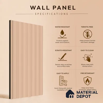 Cappuccino Beige Plain Colour Look PN 00628 8 ft x 4 inch Charcoal Panel - 11 mm | Suitable for Feature Wall, TV Unit & Living Room | Width is Subjected to 5% Variation