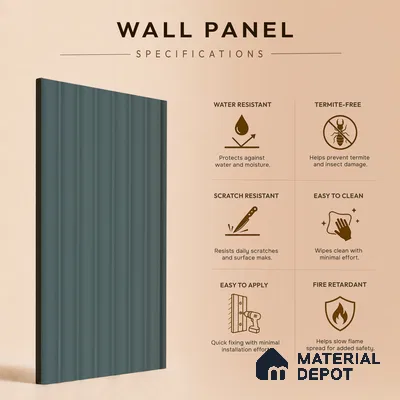 Dark Grey Plain Colour Look PN 00629 8 ft x 4 inch Charcoal Panel - 11 mm | Suitable for Feature Wall, TV Unit & Living Room | Width is Subjected to 5% Variation