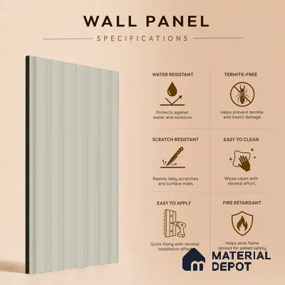 Ash Grey Plain Colour Look PN 00630 8 ft x 4 inch Charcoal Panel - 11 mm | Suitable for Feature Wall, TV Unit & Living Room | Width is Subjected to 5% Variation