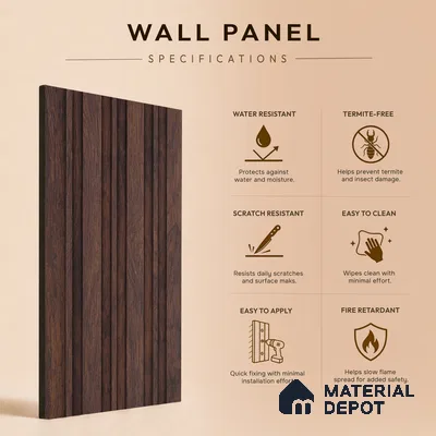 Wooden Look PN 00653 8 ft x 4.8 inch Charcoal Panel - 11 mm | Suitable for Feature Wall, TV Unit & Living Room | Width is Subjected to 5% Variation