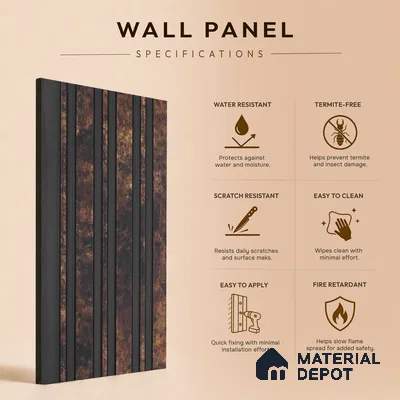 Wooden Look PN 00655 8 ft x 4.8 inch Charcoal Panel - 11 mm | Suitable for Feature Wall, TV Unit & Living Room | Width is Subjected to 5% Variation