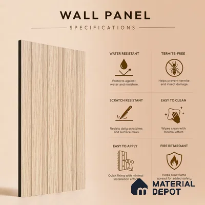 Wooden Look PN 00669 8 ft x 4.8 inch Charcoal Panel - 11 mm | Suitable for Feature Wall, TV Unit & Living Room | Width is Subjected to 5% Variation