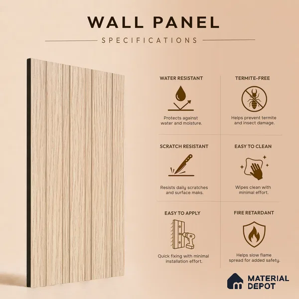 Wooden Look PN 00669 8 ft x 4.8 inch Charcoal Panel - 11 mm | Suitable for Feature Wall, TV Unit & Living Room | Width is Subjected to 5% Variation