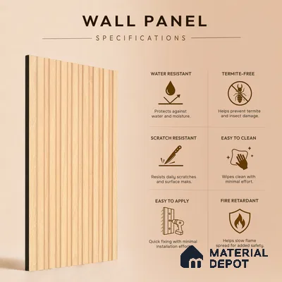 Wooden Look PN 03398 9.5 ft x 4.8 inch Charcoal Panel - 11 mm | Suitable for Feature Wall, TV Unit & Living Room | Width is Subjected to 5% Variation