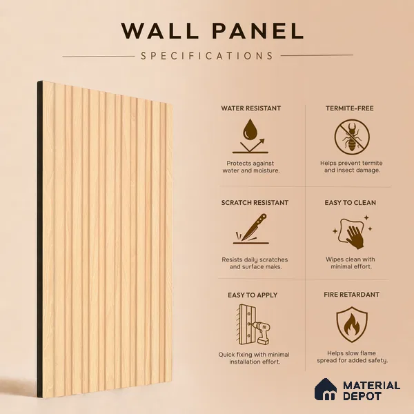 Wooden Look PN 03398 9.5 ft x 4.8 inch Charcoal Panel - 11 mm | Suitable for Feature Wall, TV Unit & Living Room | Width is Subjected to 5% Variation