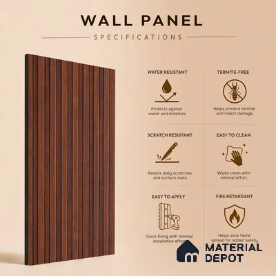 Wooden Look PN 03518 9.5 ft x 4.9 inch Charcoal Panel - 11 mm | Suitable for Feature Wall, TV Unit & Living Room | Width is Subjected to 5% Variation