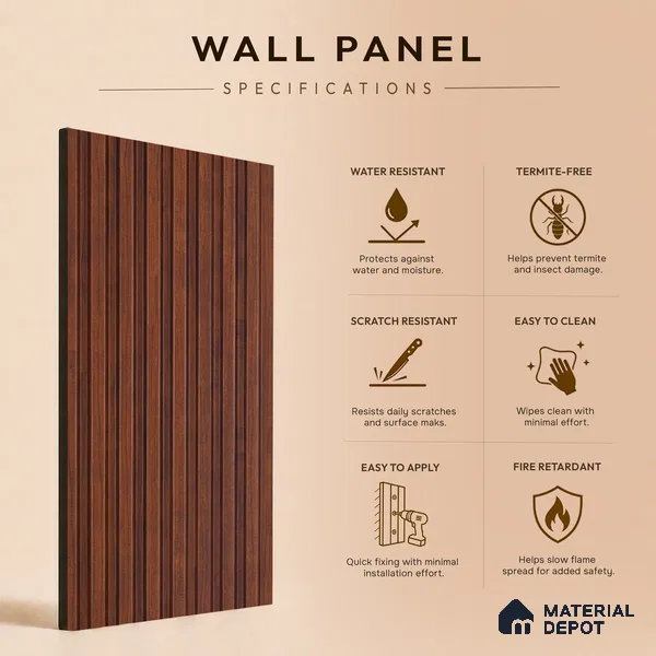 Wooden Look PN 03518 9.5 ft x 4.9 inch Charcoal Panel - 11 mm | Suitable for Feature Wall, TV Unit & Living Room | Width is Subjected to 5% Variation
