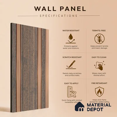 Wooden Look PN 03552 9.5 ft x 4.7 inch Charcoal Panel - 12 mm | Suitable for Feature Wall, TV Unit & Living Room | Width is Subjected to 5% Variation