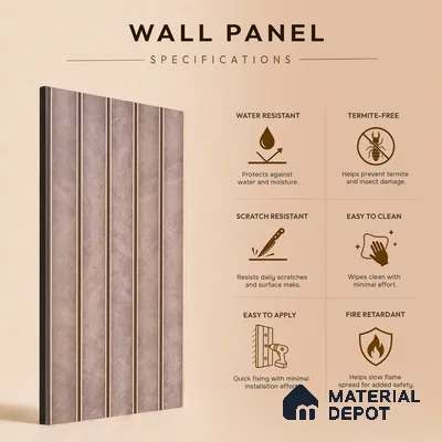 Mocha Brown Leather Look PN 04182 8 ft x 6.2 inch Charcoal Panel - 6 mm | Suitable for Feature Wall, TV Unit & Living Room | Width is Subjected to 5% Variation