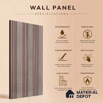 Pebble Grey Fabric Look PN 05552 8 ft x 6 inch Charcoal Panel - 7 mm | Suitable for Feature Wall, TV Unit & Living Room | Width is Subjected to 5% Variation