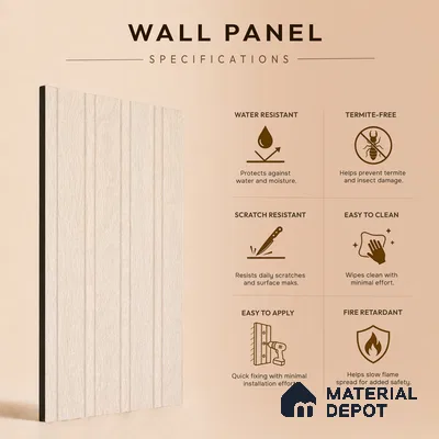 Wooden Look PN 05553 8 ft x 6 inch Charcoal Panel - 7 mm | Suitable for Feature Wall, TV Unit & Living Room | Width is Subjected to 5% Variation