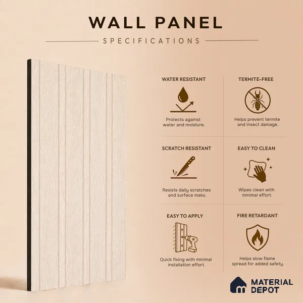 Wooden Look PN 05553 8 ft x 6 inch Charcoal Panel - 7 mm | Suitable for Feature Wall, TV Unit & Living Room | Width is Subjected to 5% Variation