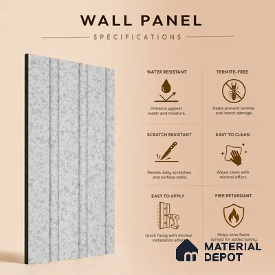 Light Grey Cement Look PN 06088 9.5 ft x 4.6 inch Charcoal Panel - 8 mm | Suitable for Feature Wall, TV Unit & Living Room | Width is Subjected to 5% Variation