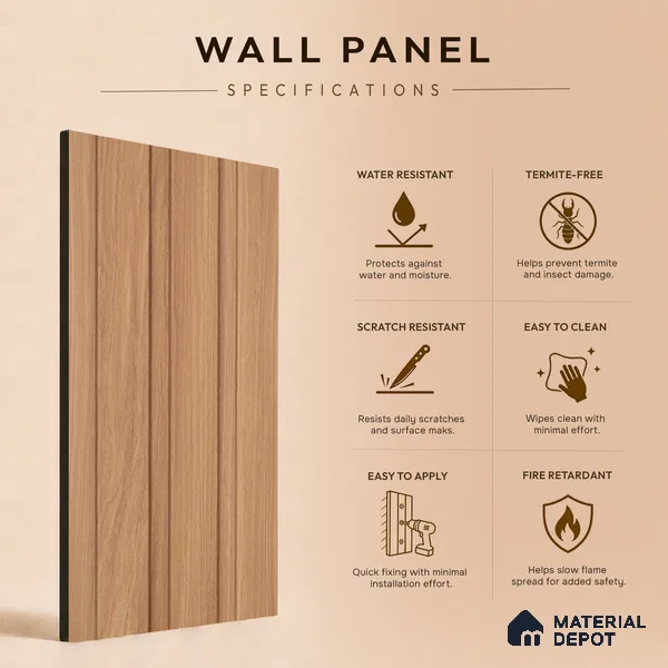 Wooden Look PN 06152 9.5 ft x 4.6 inch Charcoal Panel - 8 mm | Suitable for Feature Wall, TV Unit & Living Room | Width is Subjected to 5% Variation