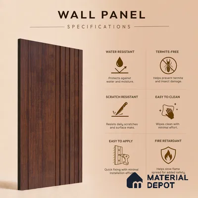 Wooden Look PN 06789 8 ft x 4.9 inch Charcoal Panel - 12 mm | Suitable for Living Room, Bedroom & TV Cabinet | Width is Subjected to 5% Variation