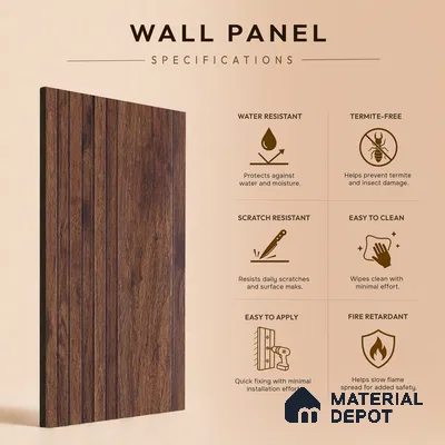 Wooden Look PN 06790 8 ft x 4.9 inch Charcoal Panel - 12 mm | Suitable for Living Room, Bedroom & TV Cabinet | Width is Subjected to 5% Variation