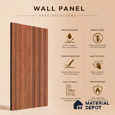 Wooden Look PN 06791 8 ft x 4.9 inch Charcoal Panel - 12 mm | Suitable for Living Room, Bedroom & TV Cabinet | Width is Subjected to 5% Variation