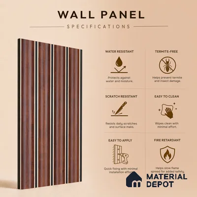 Wooden Look PN 06799 8 ft x 4.9 inch Charcoal Panel - 12 mm | Suitable for Living Room, Bedroom & TV Cabinet | Width is Subjected to 5% Variation