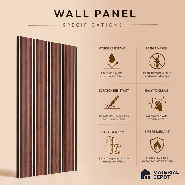 Wooden Look PN 06799 8 ft x 4.9 inch Charcoal Panel - 12 mm | Suitable for Living Room, Bedroom & TV Cabinet | Width is Subjected to 5% Variation
