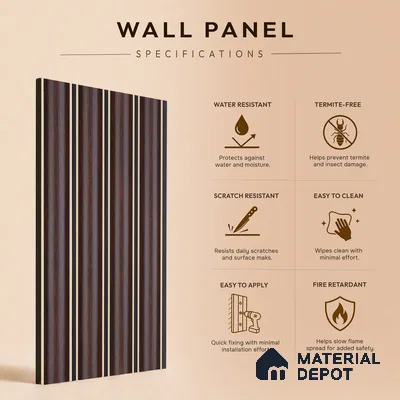 Wooden Look PN 06800 8 ft x 4.9 inch Charcoal Panel - 12 mm | Suitable for Living Room, Bedroom & TV Cabinet | Width is Subjected to 5% Variation