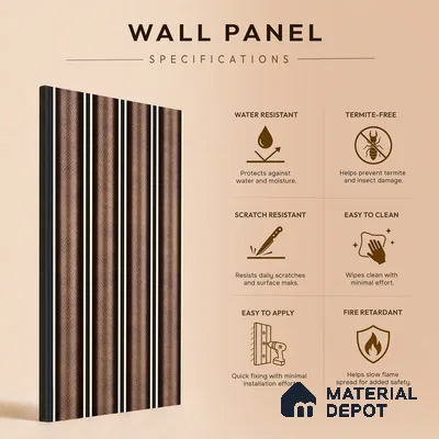 Black Wenge Geometric Look PN 06806 8 ft x 4.9 inch Charcoal Panel - 12 mm | Suitable for Living Room, Bedroom & TV Cabinet | Width is Subjected to 5% Variation