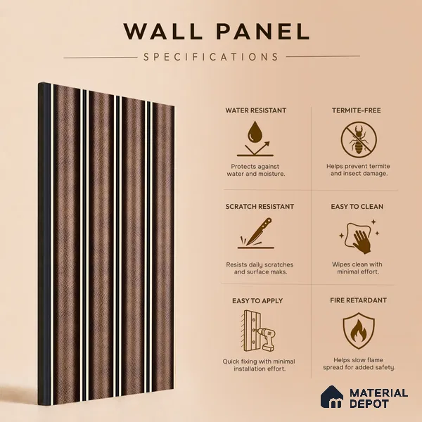 Black Wenge Geometric Look PN 06806 8 ft x 4.9 inch Charcoal Panel - 12 mm | Suitable for Living Room, Bedroom & TV Cabinet | Width is Subjected to 5% Variation