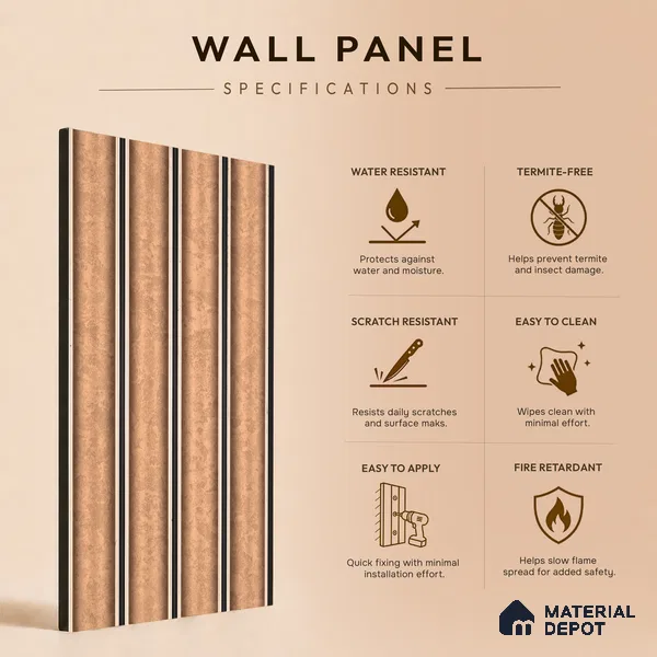 Oak Brown Geometric Look PN 06807 8 ft x 4.9 inch Charcoal Panel - 12 mm | Suitable for Living Room, Bedroom & TV Cabinet | Width is Subjected to 5% Variation