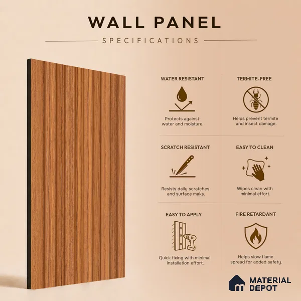 Wooden Look PN 06810 9.2 ft x 4.8 inch Charcoal Panel - 12 mm | Suitable for Living Room, Bedroom & TV Cabinet | Width is Subjected to 5% Variation