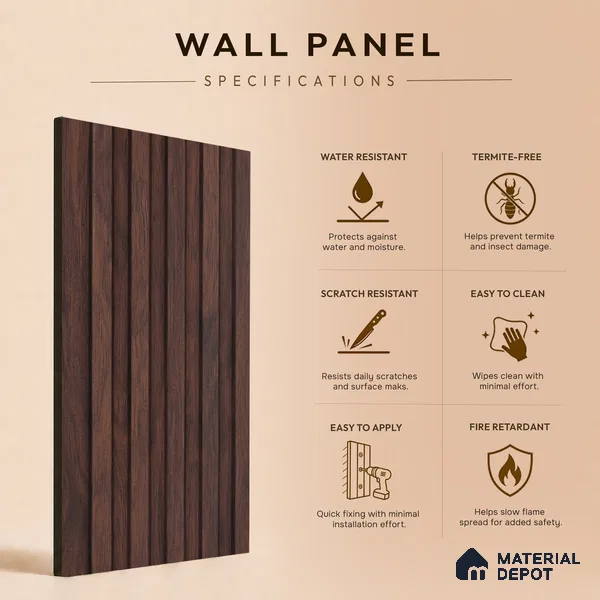 Wooden Look PN 06811 9.2 ft x 4.8 inch Charcoal Panel - 12 mm | Suitable for Living Room, Bedroom & TV Cabinet | Width is Subjected to 5% Variation