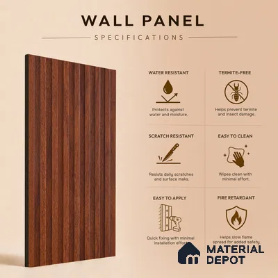 Wooden Look PN 06813 9.2 ft x 4.8 inch Charcoal Panel - 12 mm | Suitable for Living Room, Bedroom & TV Cabinet | Width is Subjected to 5% Variation