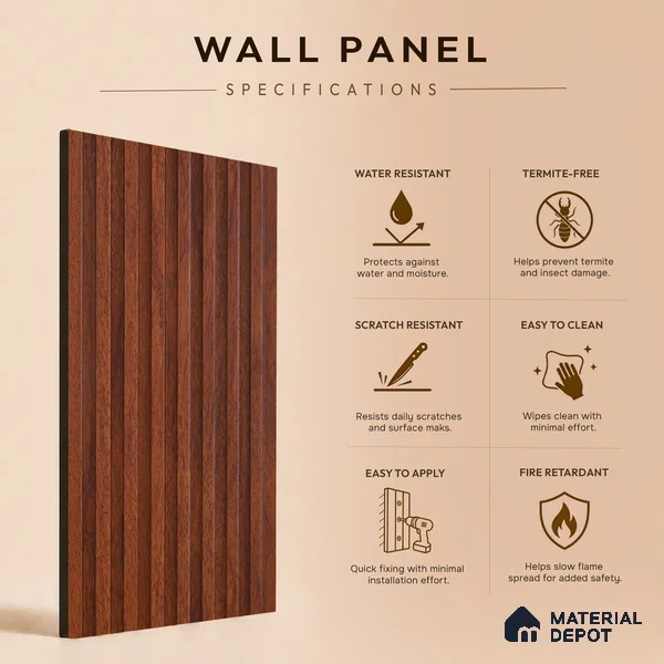 Wooden Look PN 06813 9.2 ft x 4.8 inch Charcoal Panel - 12 mm | Suitable for Living Room, Bedroom & TV Cabinet | Width is Subjected to 5% Variation