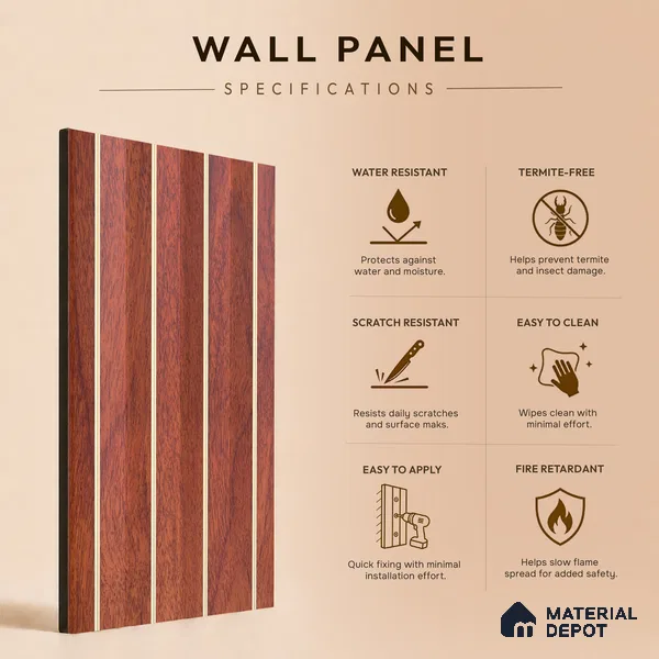Wooden Look PN 06815 9.2 ft x 4.8 inch Charcoal Panel - 12 mm | Suitable for Living Room, Bedroom & TV Cabinet | Width is Subjected to 5% Variation