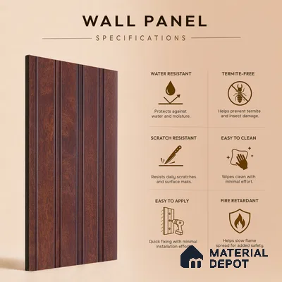 Wooden Look PN 06817 9.2 ft x 4.8 inch Charcoal Panel - 12 mm | Suitable for Living Room, Bedroom & TV Cabinet | Width is Subjected to 5% Variation