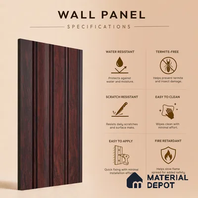 Wooden Look PN 06818 9.2 ft x 4.8 inch Charcoal Panel - 12 mm | Suitable for Living Room, Bedroom & TV Cabinet | Width is Subjected to 5% Variation