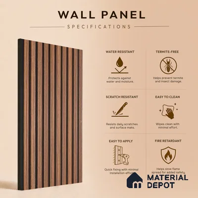 Wooden Look PN 06821 9.2 ft x 6 inch Charcoal Panel - 10 mm | Suitable for Living Room, Bedroom & TV Cabinet | Width is Subjected to 5% Variation