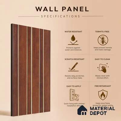 Wooden Look PN 06831 9.2 ft x 4.9 inch Charcoal Panel - 12 mm | Suitable for Living Room, Bedroom & TV Cabinet | Width is Subjected to 5% Variation