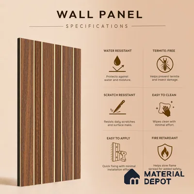Wooden Look PN 06832 9.2 ft x 4.9 inch Charcoal Panel - 12 mm | Suitable for Living Room, Bedroom & TV Cabinet | Width is Subjected to 5% Variation