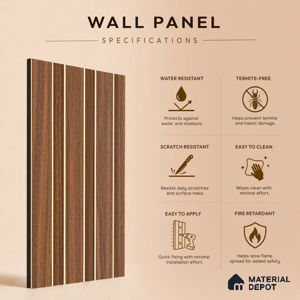 Wooden Look PN 06832 9.2 ft x 4.9 inch Charcoal Panel - 12 mm | Suitable for Living Room, Bedroom & TV Cabinet | Width is Subjected to 5% Variation