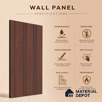 Wooden Look PN 06835 9.2 ft x 4.9 inch Charcoal Panel - 12 mm | Suitable for Living Room, Bedroom & TV Cabinet | Width is Subjected to 5% Variation