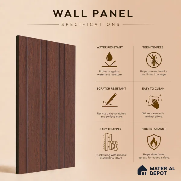 Wooden Look PN 06835 9.2 ft x 4.9 inch Charcoal Panel - 12 mm | Suitable for Living Room, Bedroom & TV Cabinet | Width is Subjected to 5% Variation