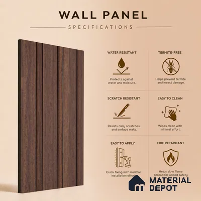 Wooden Look PN 06837 9.2 ft x 4.9 inch Charcoal Panel - 12 mm | Suitable for Living Room, Bedroom & TV Cabinet | Width is Subjected to 5% Variation