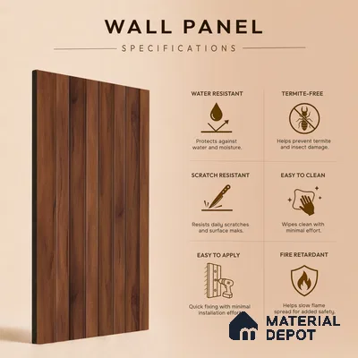 Wooden Look PN 06866 9.2 ft x 6.1 inch Charcoal Panel - 16 mm | Suitable for Living Room, Bedroom & TV Cabinet | Width is Subjected to 5% Variation
