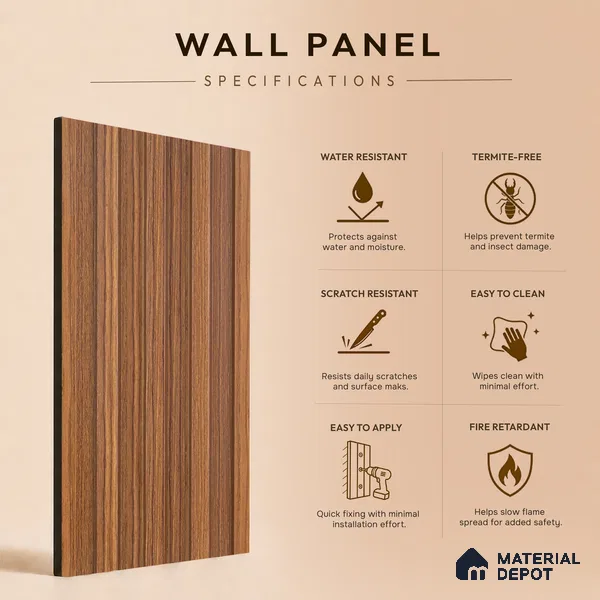 Wooden Look PN 06868 9.2 ft x 6.1 inch Charcoal Panel - 16 mm | Suitable for Living Room, Bedroom & TV Cabinet | Width is Subjected to 5% Variation